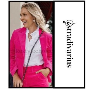 stradivarius hot pink Blazer women 2 Button